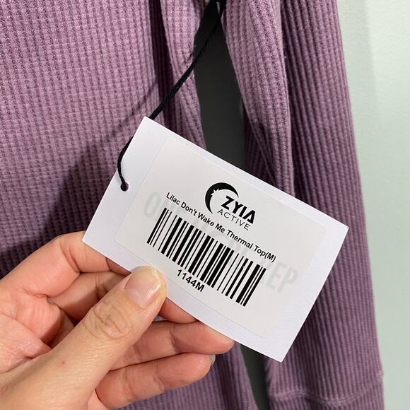 Zyia Active Purple Lilac Don't Wake Me Up Long Sleeve Thermal Henley Size M NWT - Picture 5 of 9